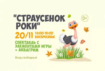 20.11 Страусенок Роки: спектакль с элементами игры c 13 до 15 часов